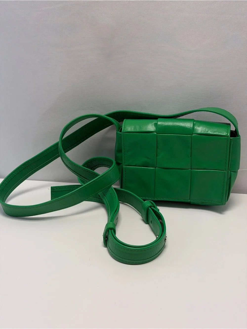 Bottega Veneta Intrecciato Green Leather Crossbody